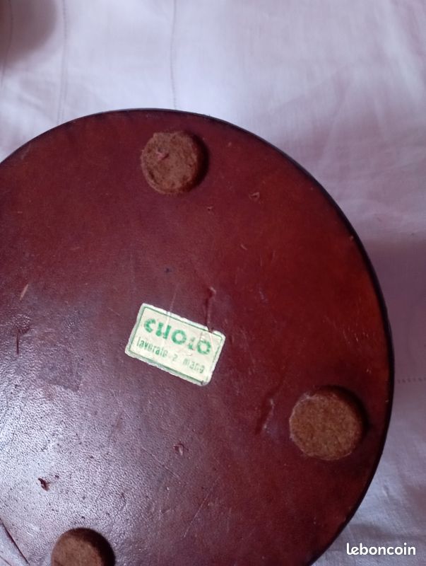 Cendrier en bois, cannage et métal, vintage (image 12)