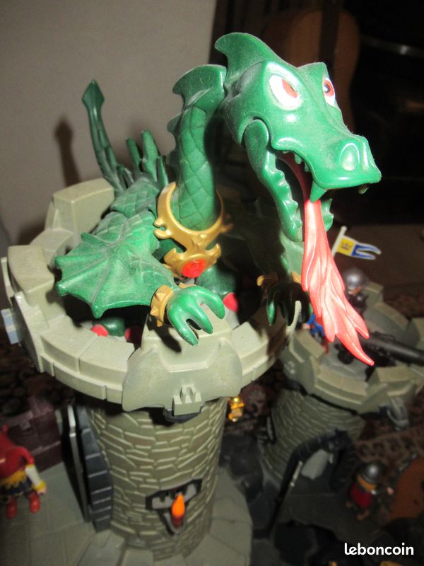 Gros Lot Playmobil – Château Du Dragon Vert, Pièces Détachées Ou Complet, Occasion
