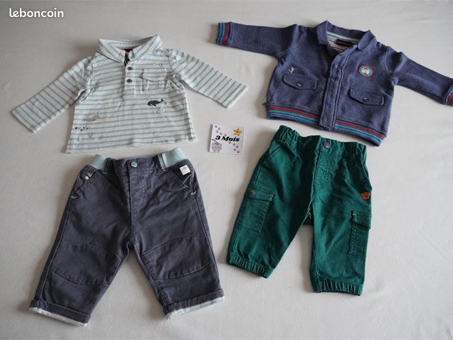 Lot Sergent Major 3 mois : 2 Ensembles + 2 Pyjamas velours (image 2)