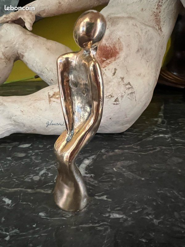 Sculpture Bronze Moderniste Vintage - Nu Féminin Abstrait (image 4)