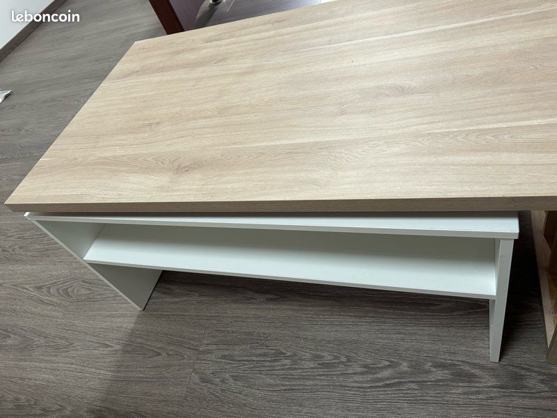 Table basse modulable blanc/bois (image 2)