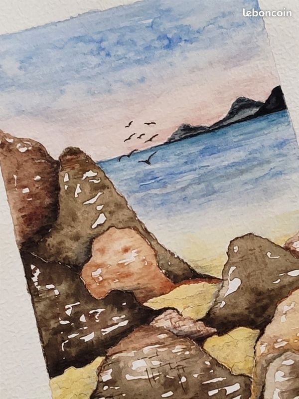 Cartes De Vœux Originales Aquarelle - Motif Fleurs Et Plage De Brighton, Neuf