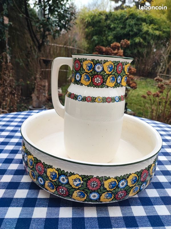 BROC DE TOILETTE Ancien Décor De Fleurs Art Déco EUR 30,00 - FR