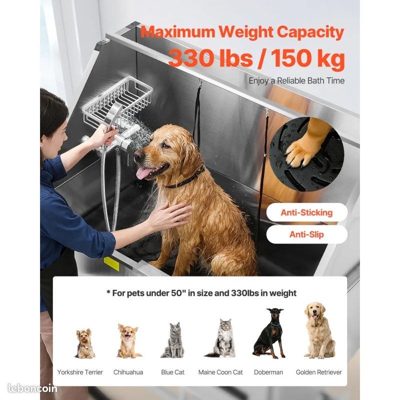 Baignoire de Chien Acier Inoxydable (image 3)