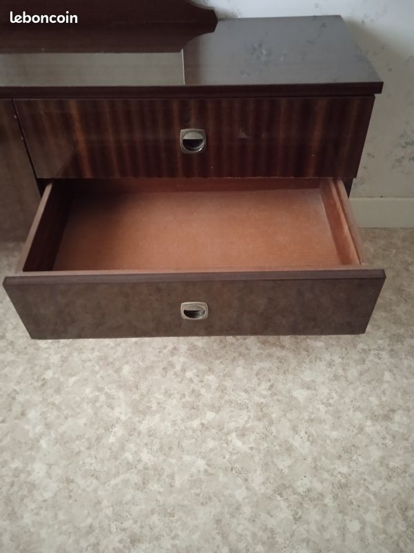 Coiffeuse vintage avec miroir en bois laqué (image 5)