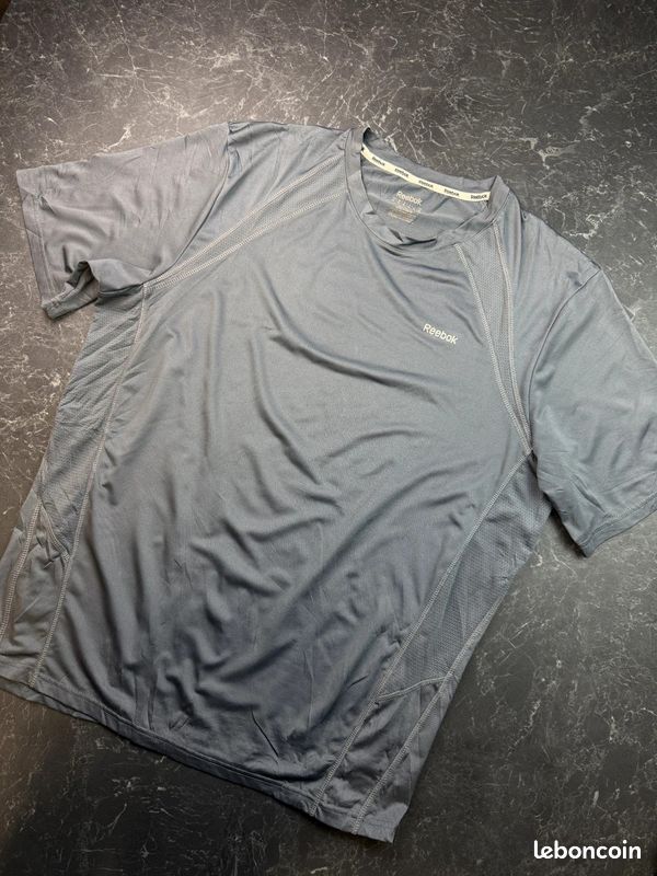 T-shirt Reebok sport respirant haut empiècements en mesh Running gris Homme Taille XL (image 3)