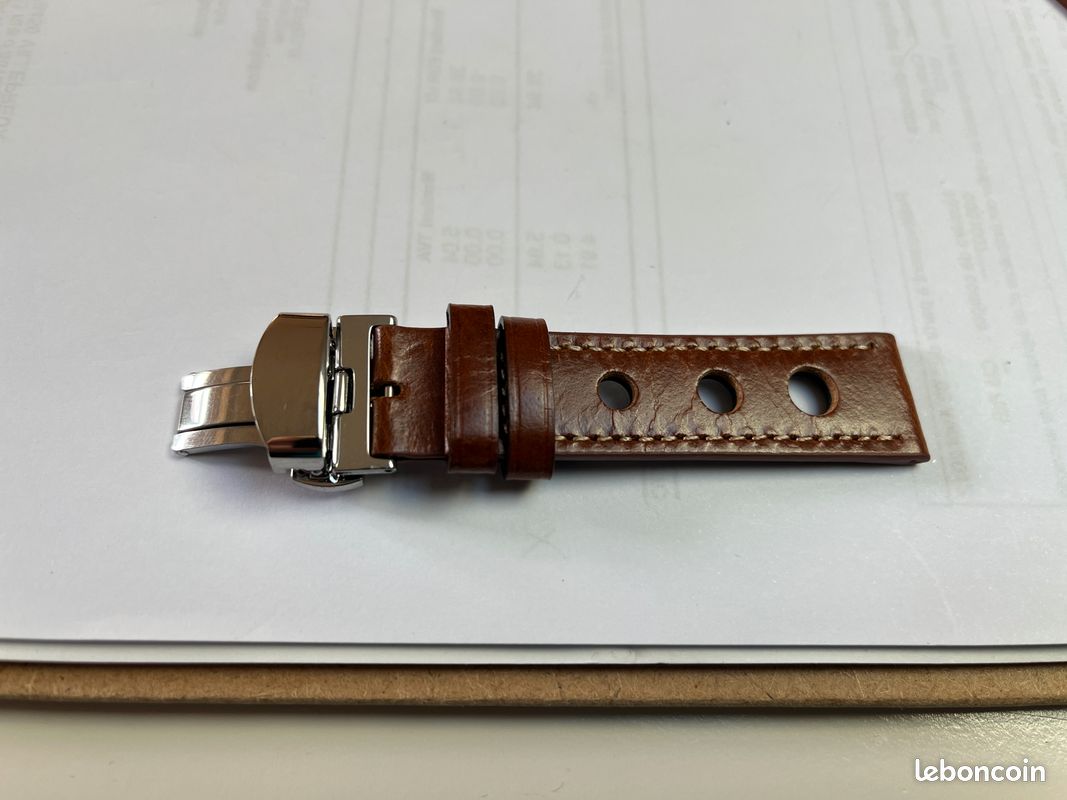Bracelet Cuir Cousu Main 21mm Pour Ebel Modulor - Avec Boucle Déployante Signée - Occasion