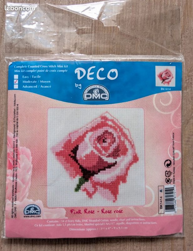 Kit de broderie Rose rose - NEUF (image 1)