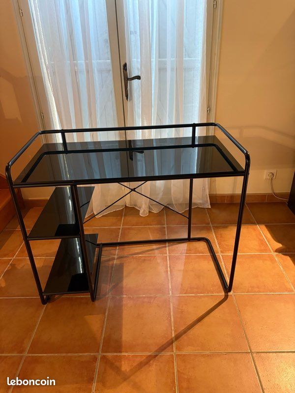 Bureau noir verre et métal (image 1)