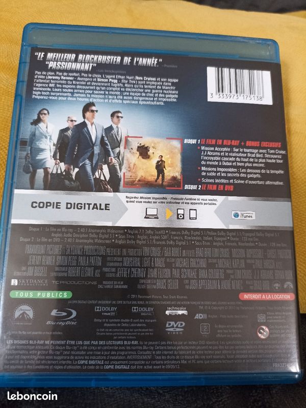 Blu Ray DVD et copie digitale mission impossible protocole fantôme (image 2)