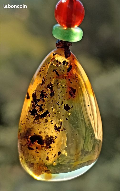 Pendentif Goutte En Ambre Véritable De La Baltique - 1,7g, Marron/jaune, Occasion