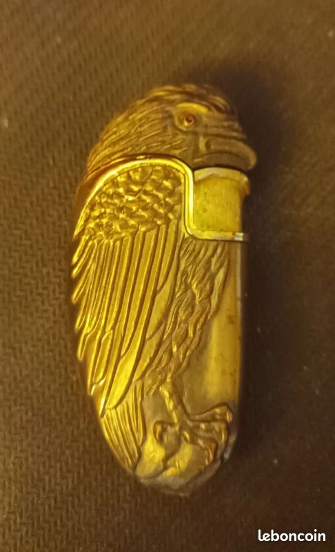 Briquet tempête Aigle vintage métal doré – fonctionne parfaitement (image 2)