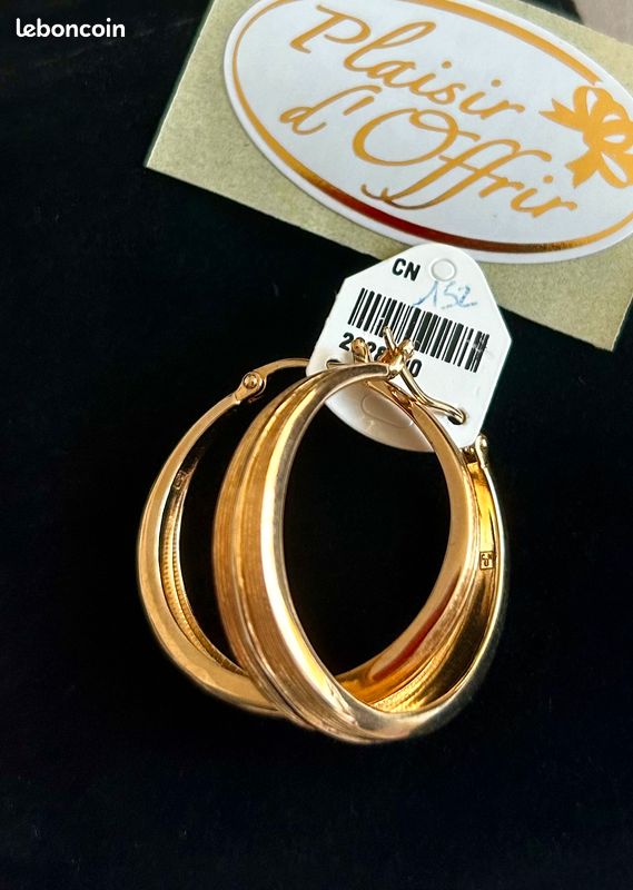 Boucles D'oreilles Créoles Géantes 8cm Plaqué Or 18 Carats - Bijouxia, Neuves Avec étiquettes
