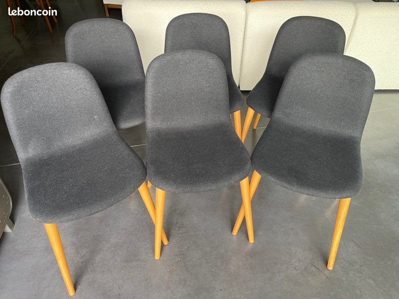 Lot de 6 Chaises en tissu anthracite (image 2)