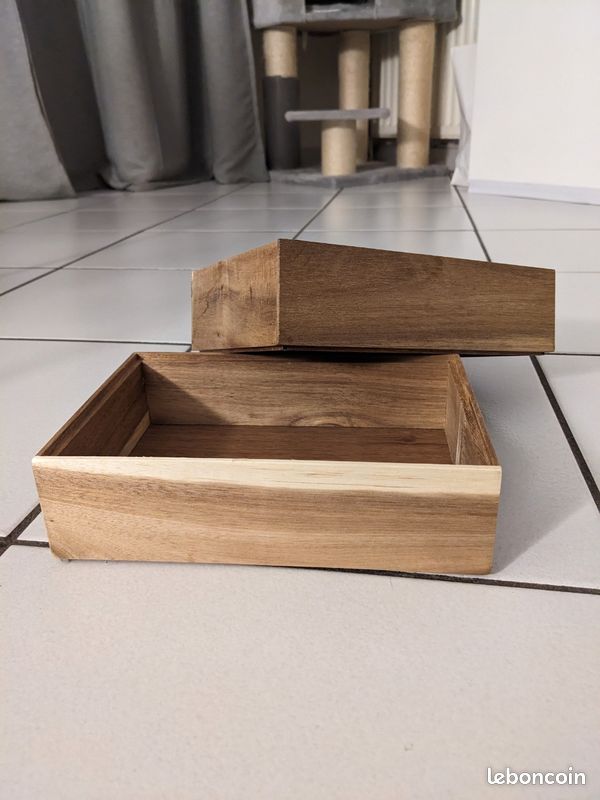 Lot de 2 boîtes de rangement en bois 23 x 15,5 x 6cm (image 1)