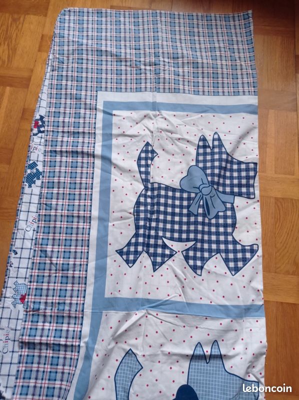 Dessus De Lit Twin Patchwork Bleu/blanc – Fait Main US – Inachevé – 58x73 Cm
