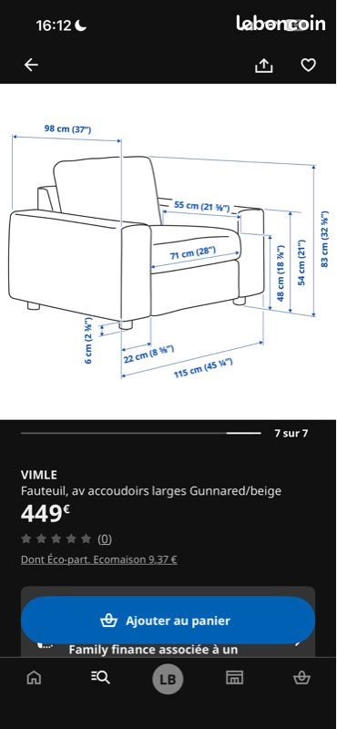 Fauteuil IKEA VIMLE noir – housses interchangeables – très bon état (image 17)