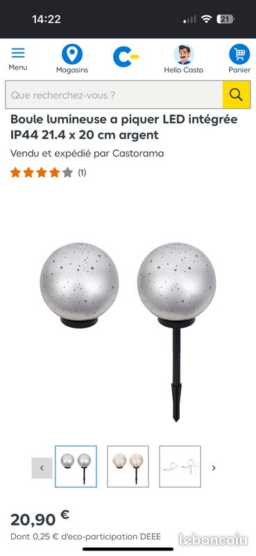 Deux lumières Boules lumineuses led jardin (image 1)