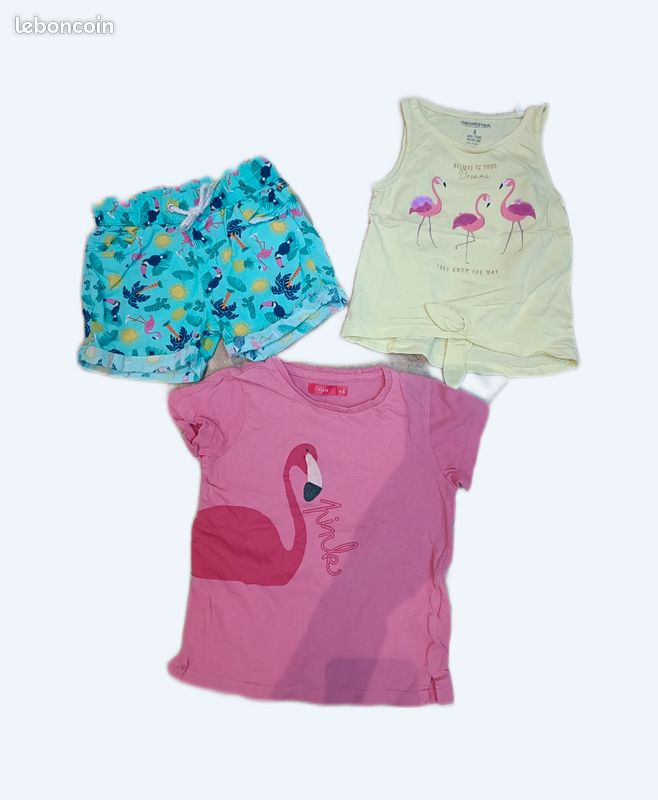 Lot été 4 ans fille - flamant rose - Vêtements