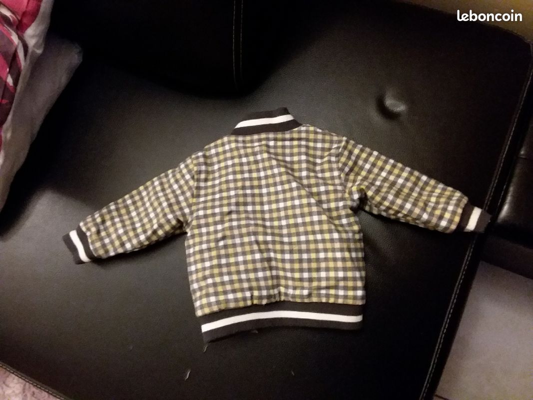 Veste bomber blouson printemps 6 Mois noir blanc jaune (image 2)