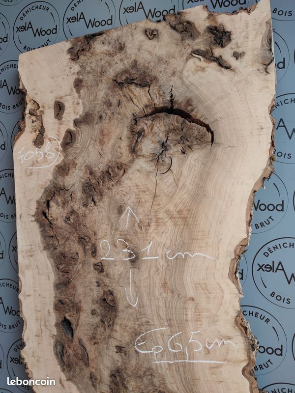 Plateau planche bois brut loupe de frêne olivier (image 5)