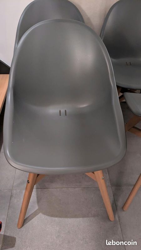 Lot 4 Chaises Ikea Fanbyn gris pieds bois (image 2)
