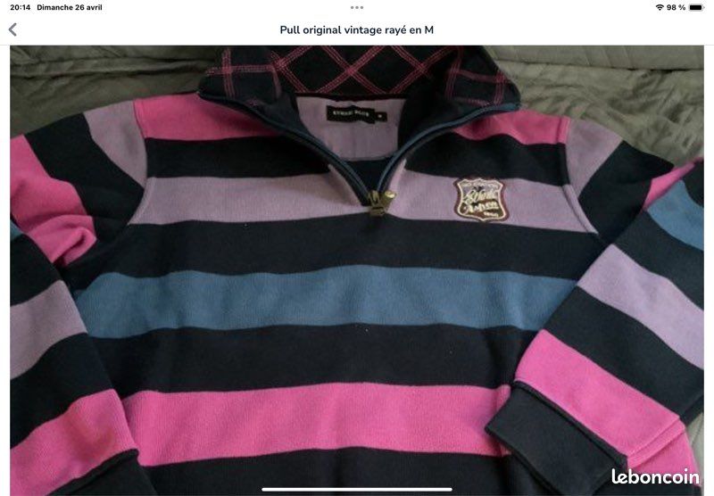 Pull homme rayé M (image 1)