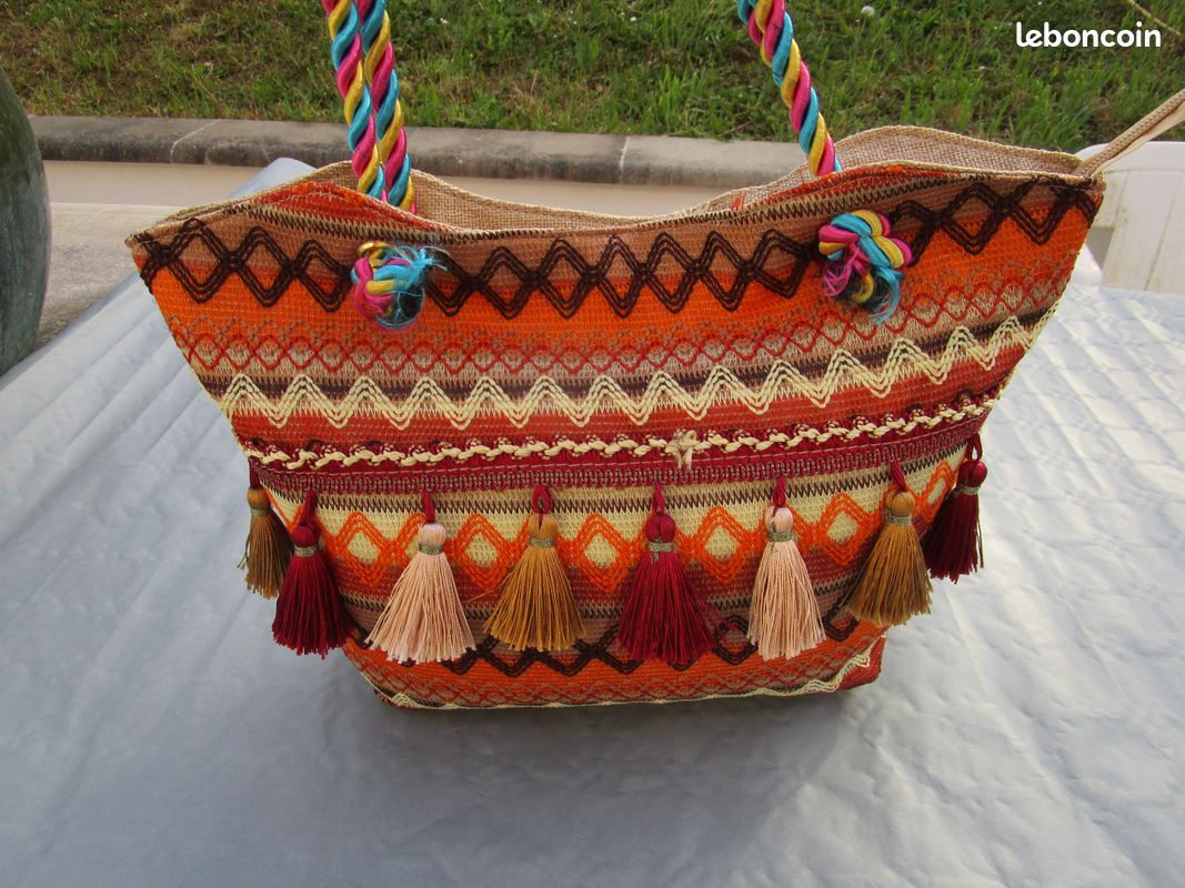 Sac sac à main bandoulière en toile de style ethnique, bohème