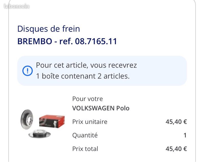 Disque de freins brembo Polo 5 (image 2)