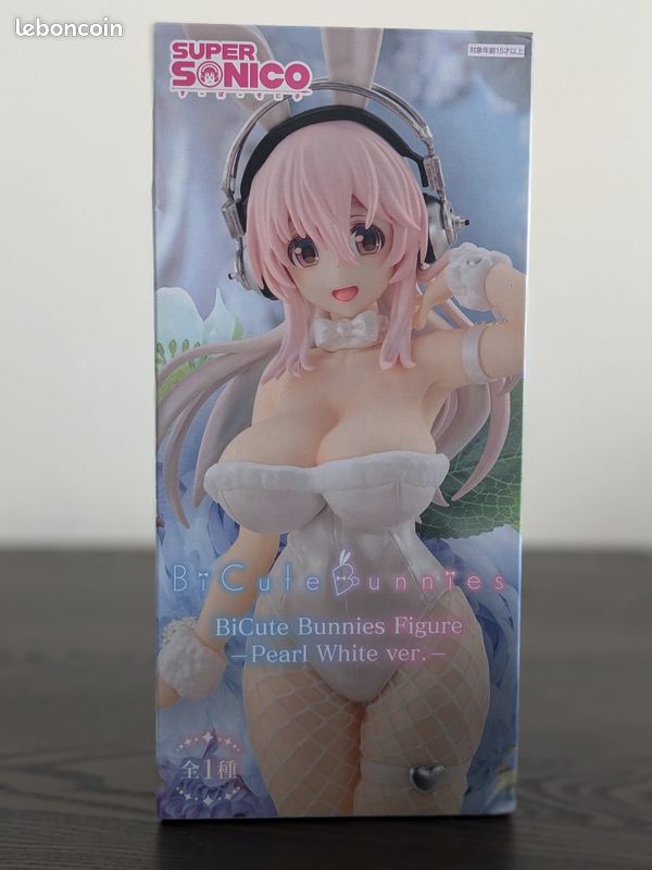 Super Sonico BiCute Bunnies PVC Figure - Pearl White Bunny Outfit Collectible
