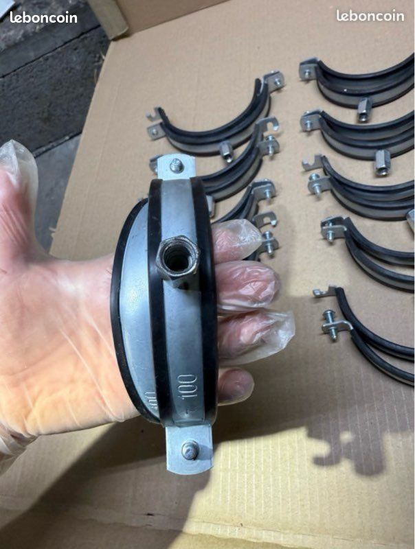 Colliers de fixation Ø100 mm avec insert caoutchouc – acier galvanisé (image 2)