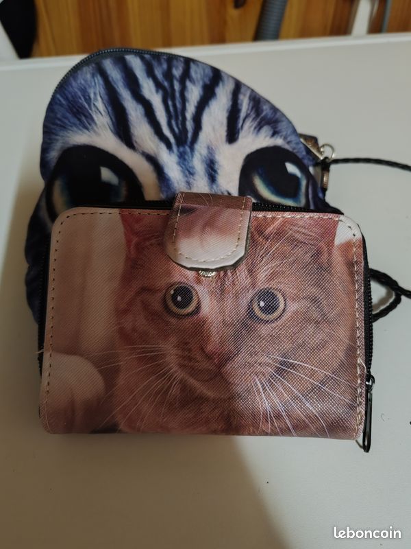 Sac en bandoulière et porte monnaie chat (image 4)