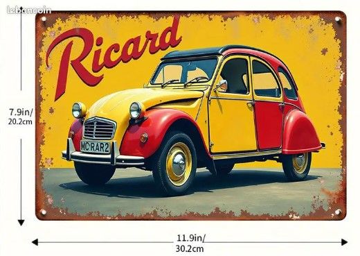 Plaque métallique voiture 2CW Ricard (image 2)