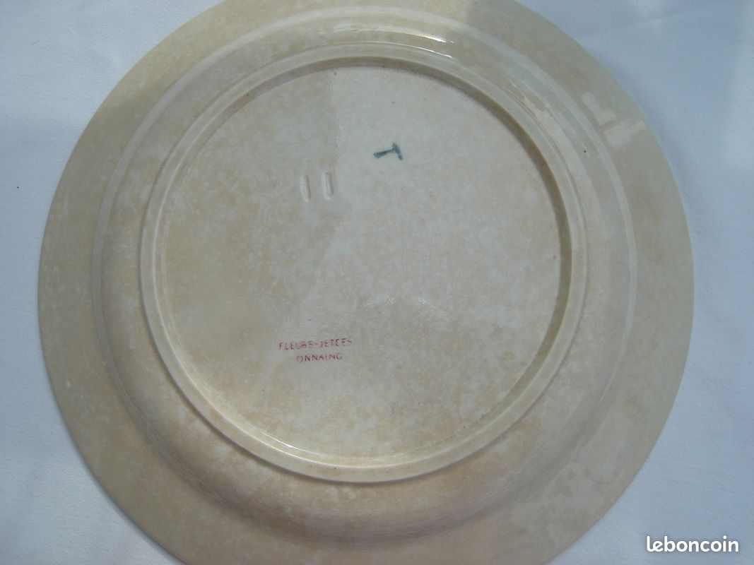 Ancien plat de service Terre de fer Onnaing- modèle Fleurs jetées (image 8)