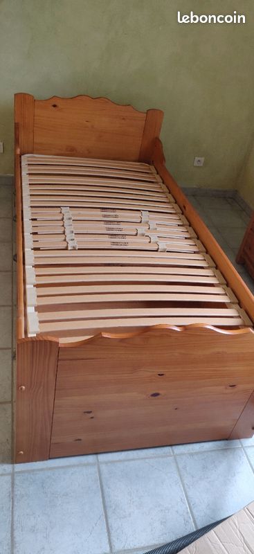 Lit 90 1p + sommier + matelas (image 2)