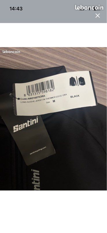 Maillot vélo manches longues thermique Santini ORA - Neuf avec étiquette - Taille M (image 2)