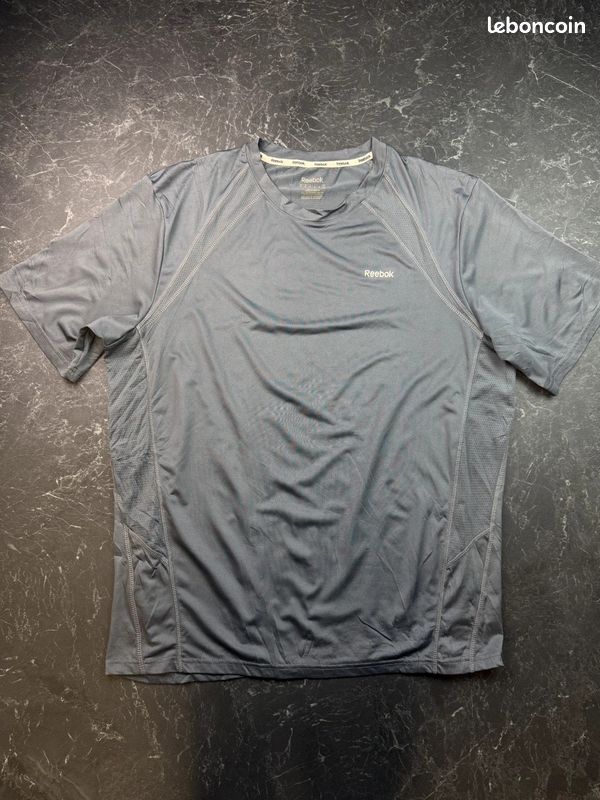 T-shirt Reebok sport respirant haut empiècements en mesh Running gris Homme Taille XL (image 1)