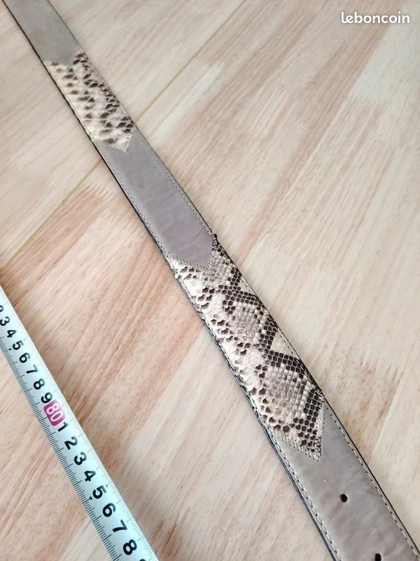 Ceinture Homme En Python - Fabriquée En Italie, Taille 42, Largeur 4 Cm, Boucle Nickel, Occasion Très Bon état