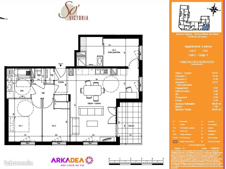Appartement 4 pièces 85 m² · à Aix-les-Bains · 85 m² · 1 300 €/mois