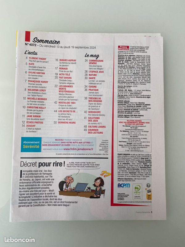 Magazine France Dimanche - 4072 à 4076 (image 2)