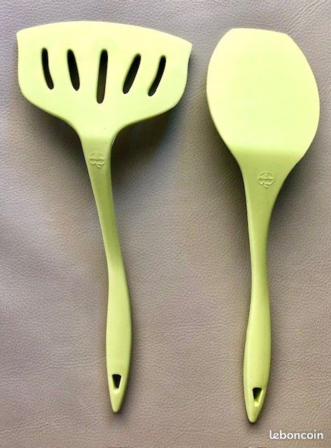 2 spatules de Cuisine neuves en Silicone vert -marque Orka - Antiadhésif - Résistant à la Chaleur (image 2)