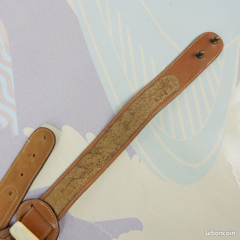 Ceinture vintage western boho turquoise ivory cuir marron 75 leather belt brown (image 4)