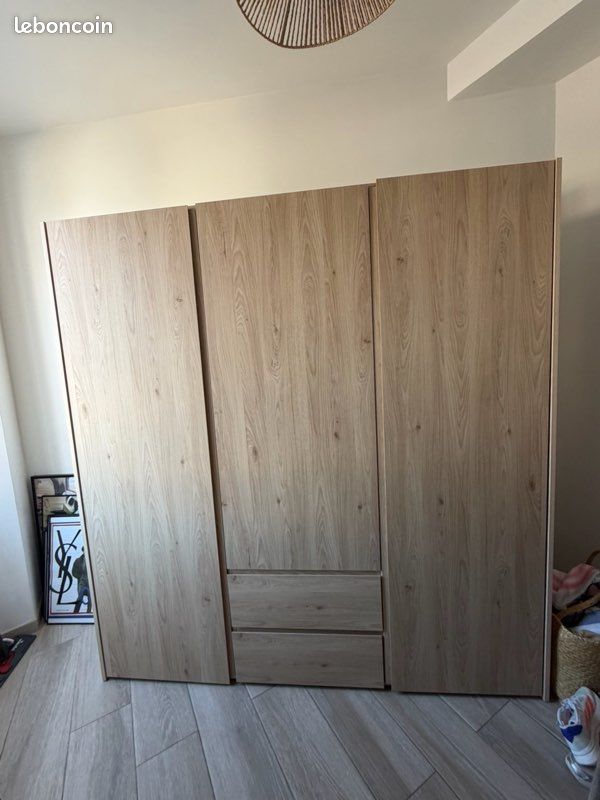 Armoire 3 portes + 2 tiroirs mosaik – chêne (image 1)