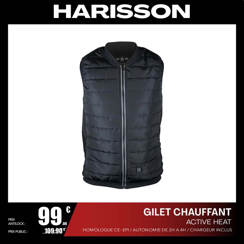 Veste et Gilet chauffants HARISSON – Batterie incluse - Équipement moto