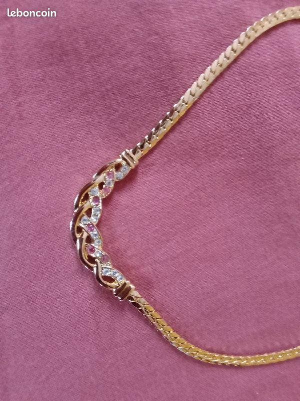 Collier Et Bracelet En Laiton Vieilli Avec Strass - Parure Vintage Occasion