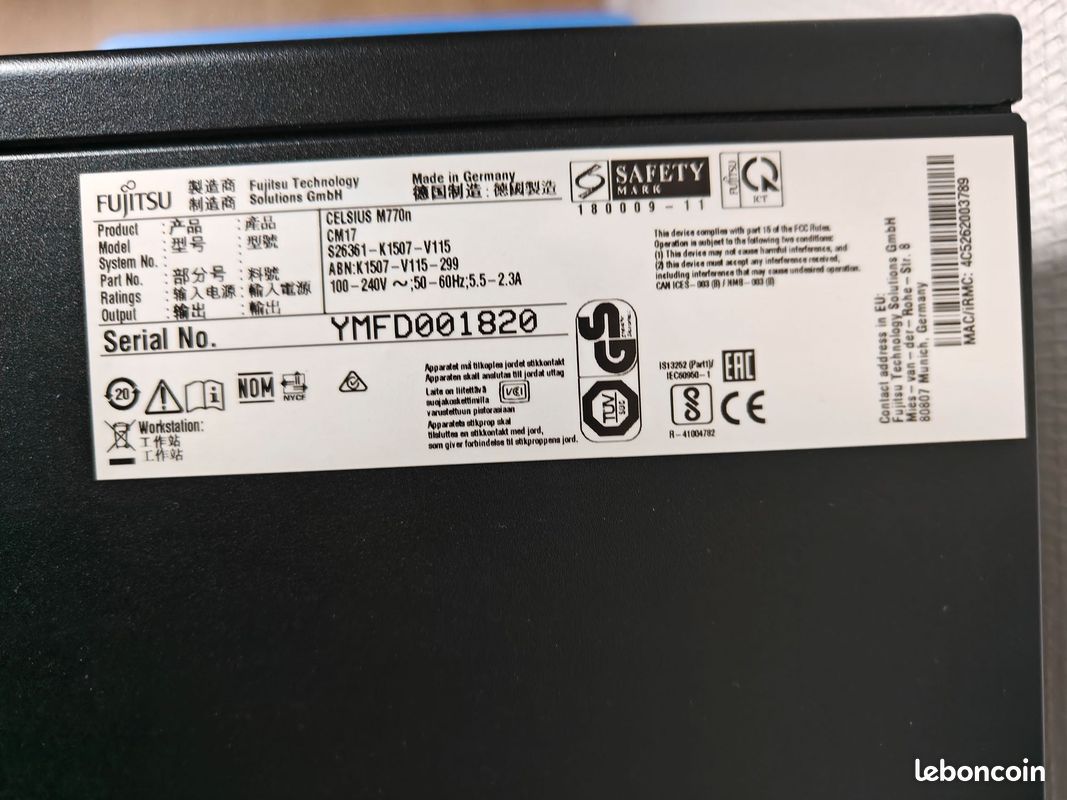 Pc Workstation Fujitsu Celsius M770 – Intel Xeon W2123 32go ECC (image 8)