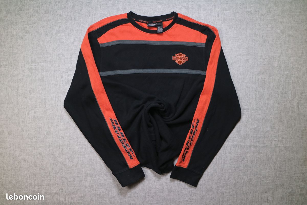 Sweat Vintage Harley Davidson Homme Rouge Taille M – Parfait état