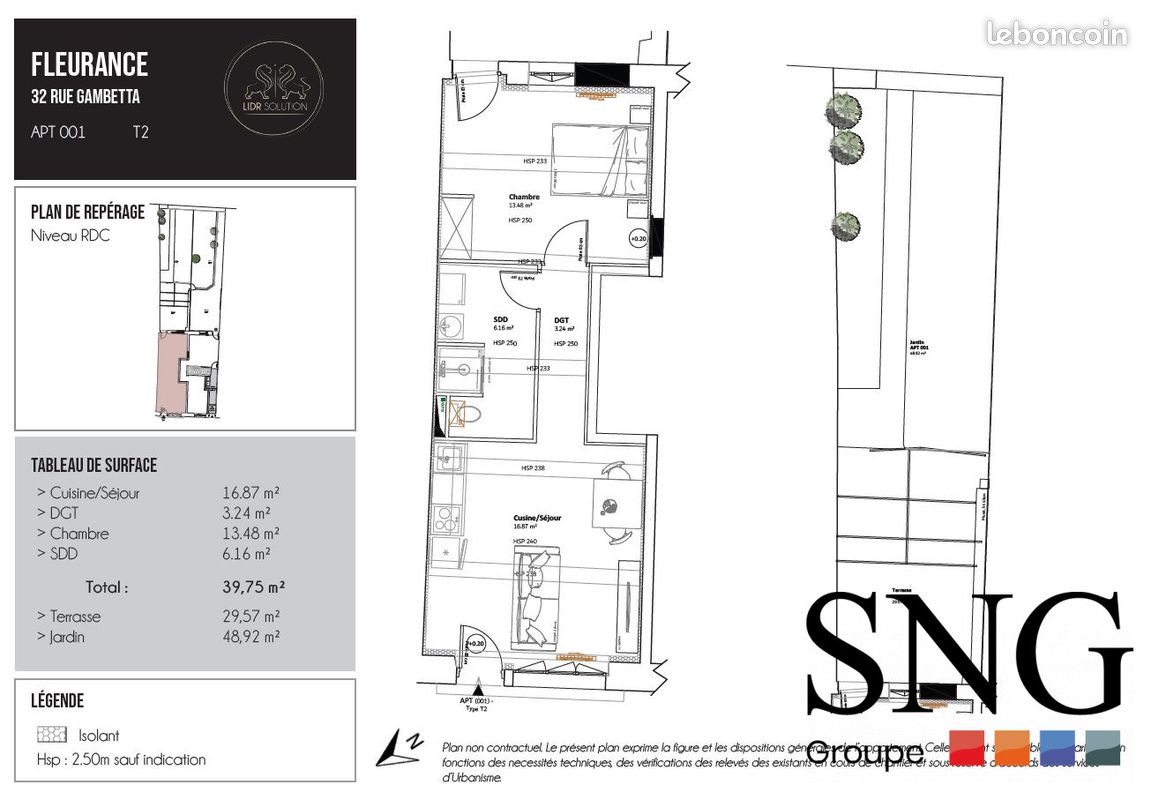 Appartement 2 pièces 40 m² · à Fleurance · 40 m² · 495 €/mois