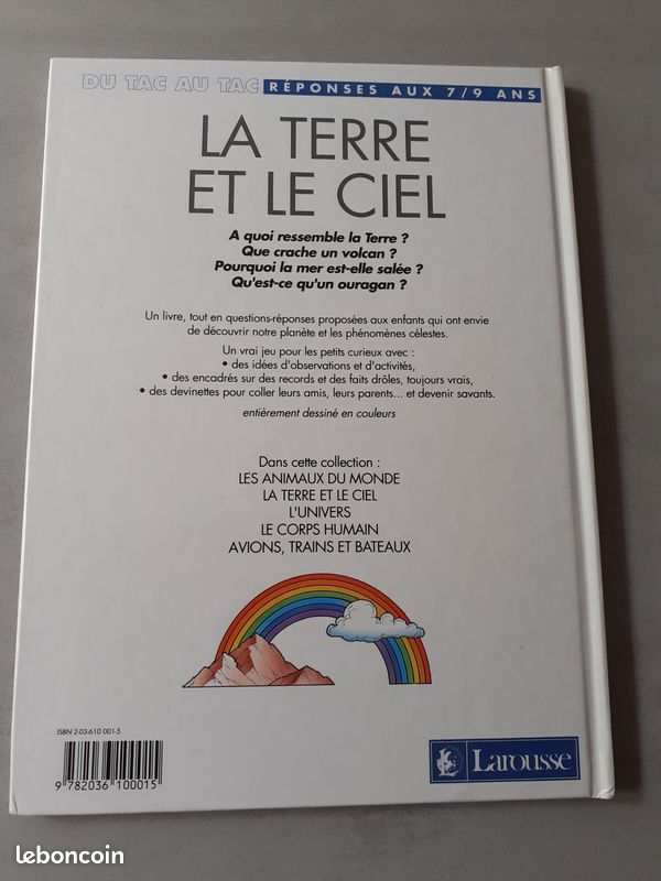 Livre "La terre et le ciel" édition LAROUSSE DU TAC AU TAC REPONSES AUX 7/9 ANS (image 2)