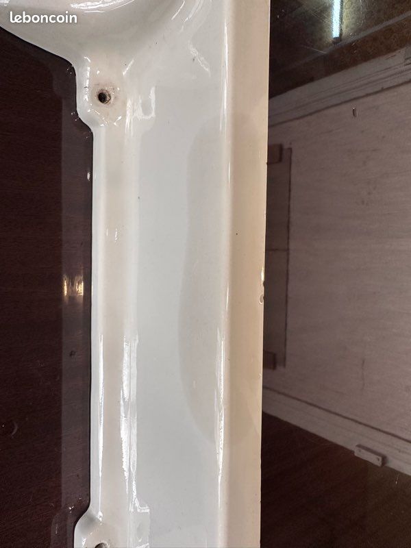 Étagère / tablette ancienne en porcelaine émaillée — salle de bain rétro (image 8)